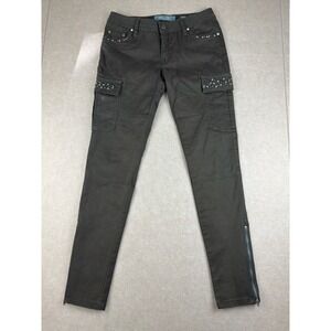 Miss Me Women's Size 27 Olive Studded Cargo Skinny Pants Zip Hem Stretch